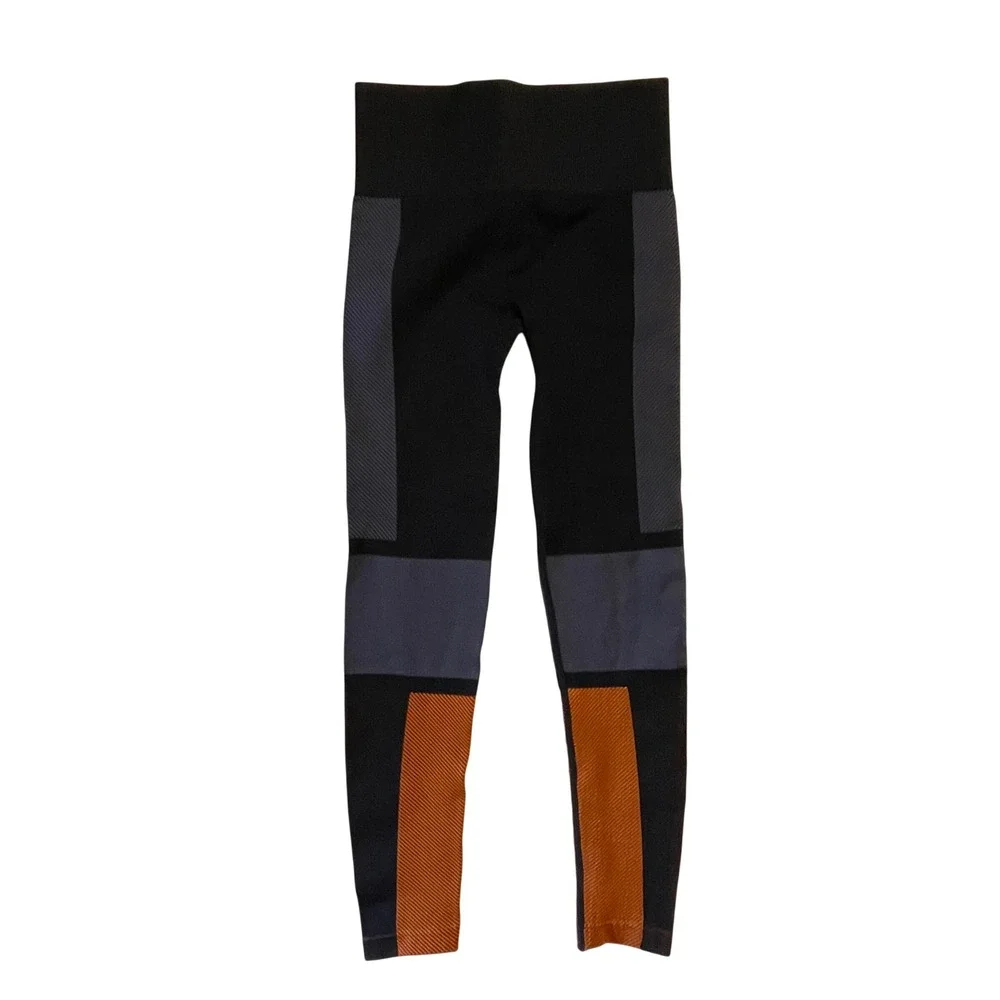 JoyLab Women Size Small Colorblock Seamless High Rise Leggings Black Grey Orange